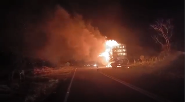 Palmital - Incêndio Consome Caminhão Carregado de Madeira em Rodovia