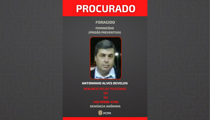 Quedas do Iguaçu - Polícia divulga imagem de homem foragido por assassinato da sogra