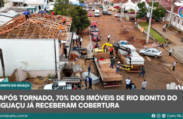 Rio Bonito do Iguaçu - Após tornado, 70% dos imóveis de já receberam cobertura