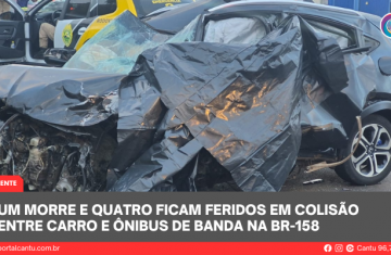 Um morre e quatro ficam feridos em colisão entre carro e ônibus de banda na BR-158