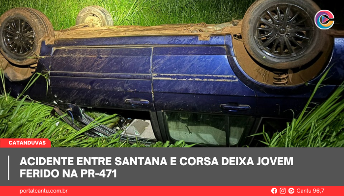 Catanduvas - Acidente entre Santana e Corsa deixa jovem ferido na PR-471