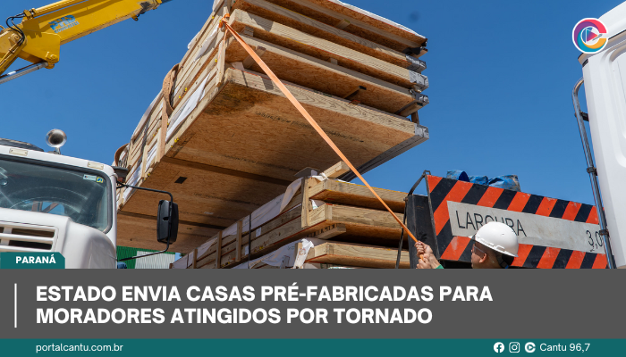 Estado envia casas pré-fabricadas para moradores atingidos por tornado em Rio Bonito do Iguaçu