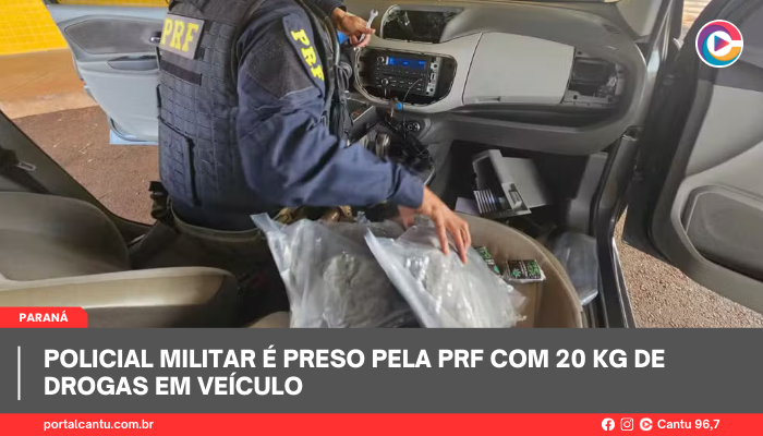 Policial militar é preso pela PRF com 20 kg de drogas em veículo