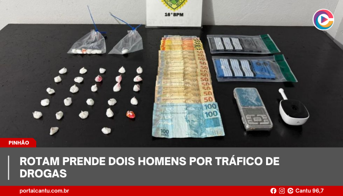 Pinhão - ROTAM prende dois homens por tráfico de drogas
