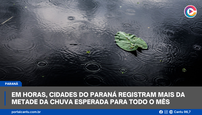 Em horas, cidades do Paraná registram mais da metade da chuva esperada para todo o mês
