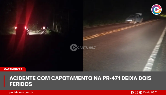 Catanduvas - Acidente com capotamento na PR-471 deixa dois feridos