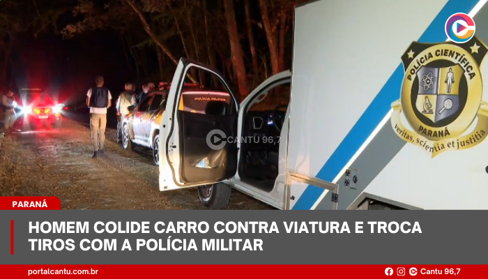 Homem colide carro contra viatura e troca tiros com a Polícia Militar