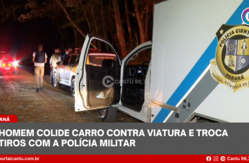 Homem colide carro contra viatura e troca tiros com a Polícia Militar