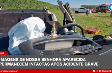 Imagens de Nossa Senhora Aparecida permanecem intactas após acidente grave
