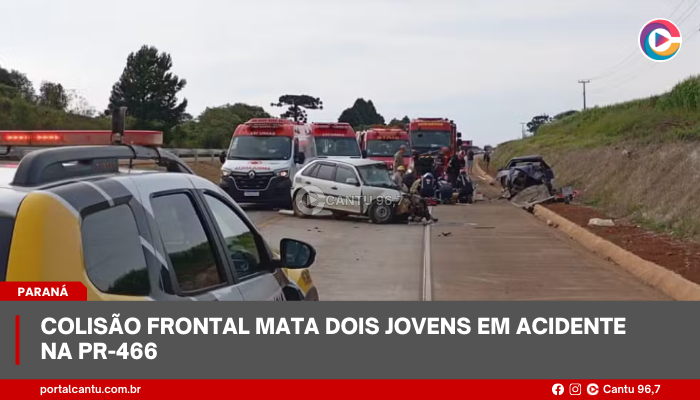 Colisão frontal mata dois jovens em acidente na PR-466