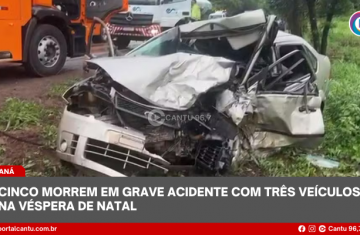 Cinco morrem em grave acidente com três veículos na véspera de Natal