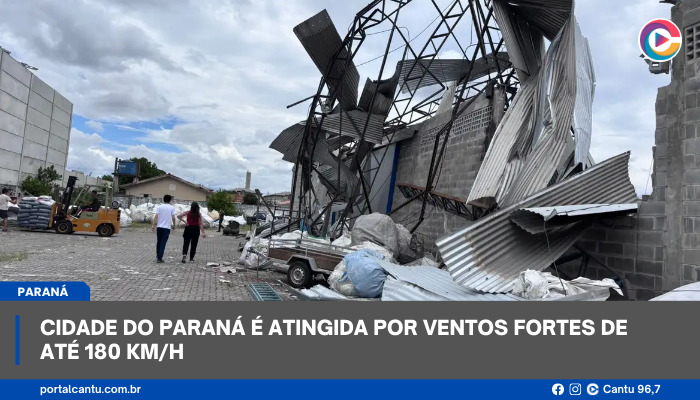 Cidade do Paraná é atingida por ventos fortes de até 180 km/h