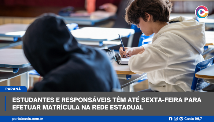 Estudantes e responsáveis têm até sexta-feira para efetuar matrícula na rede estadual