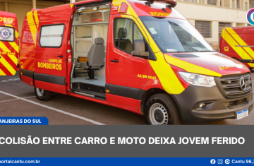 Laranjeiras do Sul - Colisão entre carro e moto deixa jovem ferido