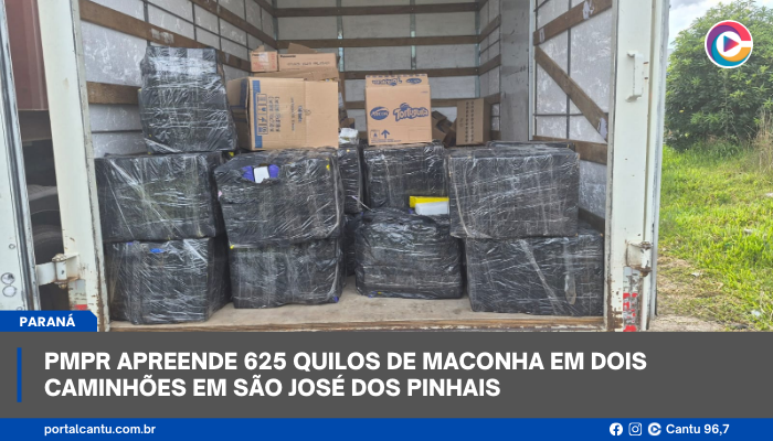 PMPR apreende 625 quilos de maconha em dois caminhões em São José dos Pinhais