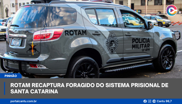 Pinhão - ROTAM recaptura foragido do sistema prisional de Santa Catarina