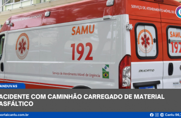 Catanduvas - Acidente com caminhão carregado de material asfáltico