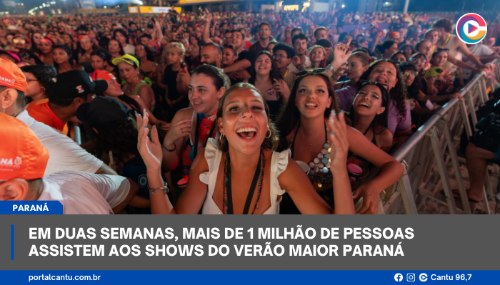 Em duas semanas, mais de 1 milhão de pessoas assistem aos shows do Verão Maior Paraná