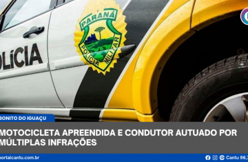 Rio Bonito do Iguaçu - Motocicleta apreendida e condutor autuado por múltiplas infrações
