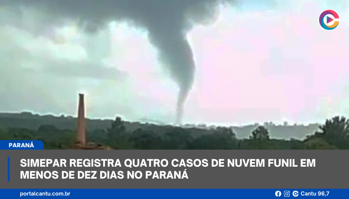 Simepar registra quatro casos de nuvem funil em menos de dez dias no Paraná