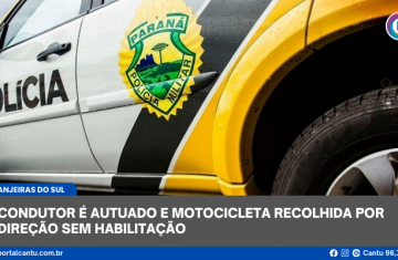 Laranjeiras do Sul - Condutor é autuado e motocicleta recolhida por direção sem habilitação