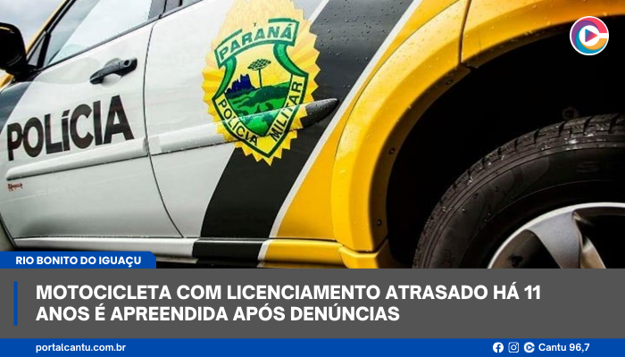 Rio Bonito do Iguaçu - Motocicleta com licenciamento atrasado há 11 anos é apreendida após denúncias