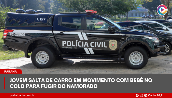 Jovem salta de carro em movimento com bebê no colo para fugir do namorado
