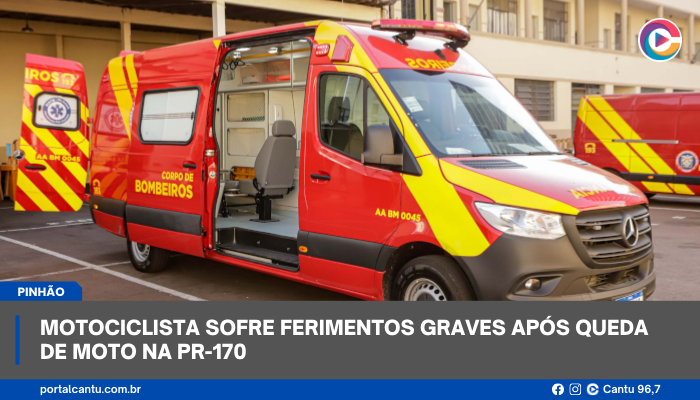 Pinhão - Motociclista sofre ferimentos graves após queda de moto na PR-170
