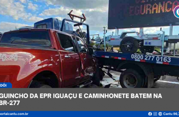 Candói - Guincho da EPR Iguaçu e caminhonete batem na BR-277