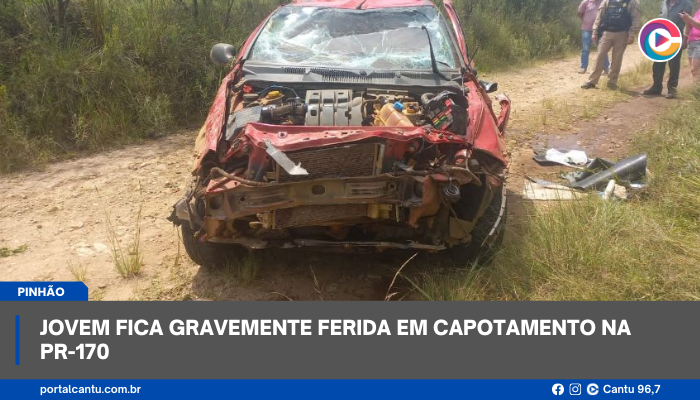 Pinhão - Jovem fica gravemente ferida em capotamento na PR-170