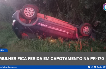 Pinhão - Mulher fica ferida em capotamento na PR-170