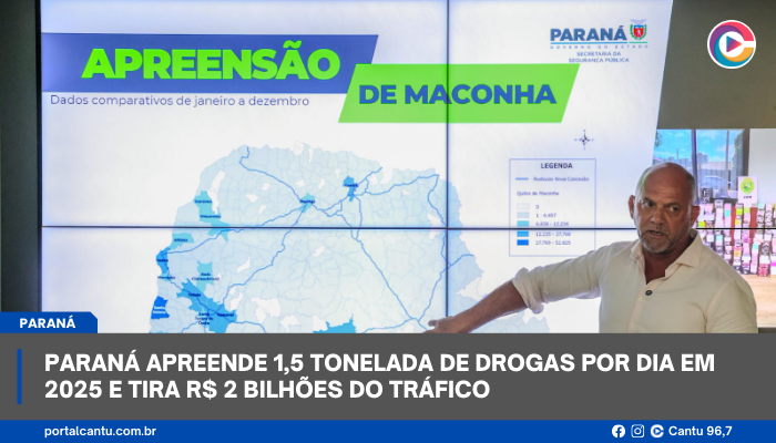 Paraná apreende 1,5 tonelada de drogas por dia em 2025 e tira R$ 2 bilhões do tráfico