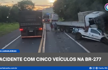 Nova Laranjeiras - Acidente com cinco veículos na BR-277
