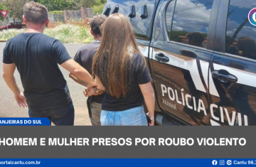 Laranjeiras do Sul - Homem e mulher presos por roubo violento