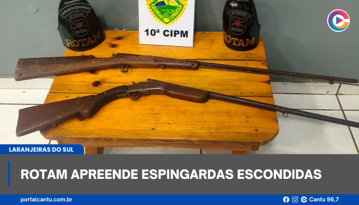 Laranjeiras do Sul - ROTAM apreende espingardas escondidas