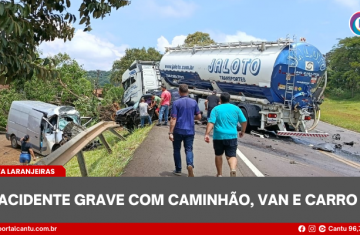 Nova Laranjeiras - Acidente grave com caminhão, van e carro