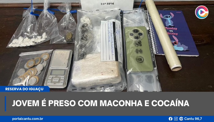 Reserva do Iguaçu - Jovem é preso com maconha e cocaína