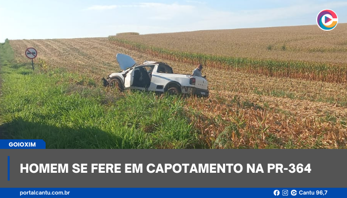 Goioxim - Homem se fere em capotamento na PR-364