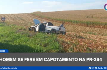 Goioxim - Homem se fere em capotamento na PR-364