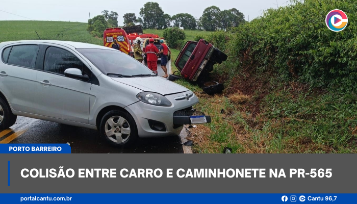 Porto Barreiro - Colisão entre carro e caminhonete na PR-565