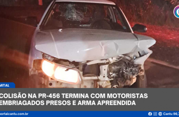 Palmital - Colisão na PR-456 termina com motoristas embriagados presos e arma apreendida