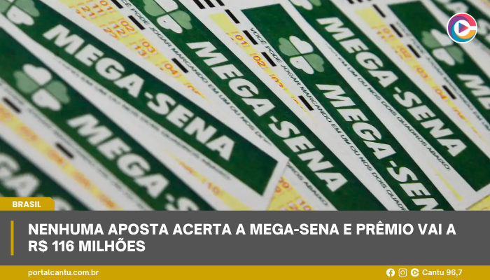 Nenhuma aposta acerta a Mega-Sena e prêmio vai a R$ 116 milhões