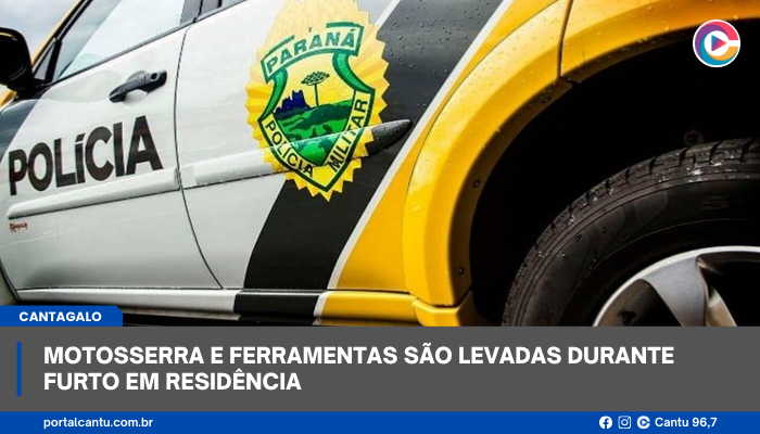 Cantagalo - Motosserra e ferramentas são levadas durante furto em residência