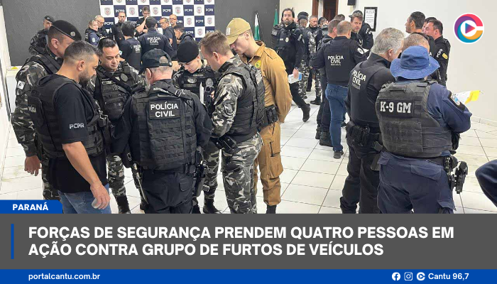Forças de segurança prendem quatro pessoas em ação contra grupo de furtos de veículos