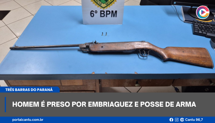 Três Barras do Paraná - Homem é preso por embriaguez e posse de arma