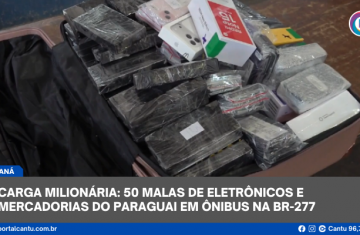 Carga milionária: 50 malas recheadas de eletrônicos e mercadorias do Paraguai em ônibus na BR-277