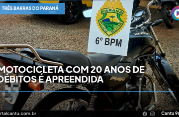 Três Barras do Paraná - Motocicleta com 20 anos de débitos é apreendida