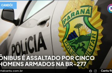 Candói - Ônibus é assaltado por cinco homens armados na BR-277