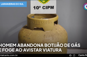 Laranjeiras do Sul - Homem abandona botijão de gás e foge ao avistar viatura