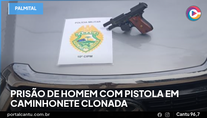 Palmital - Denúncia anônima leva à prisão de homem com pistola em caminhonete clonada